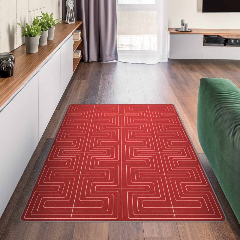 Teppich Geometrische Wellen rot