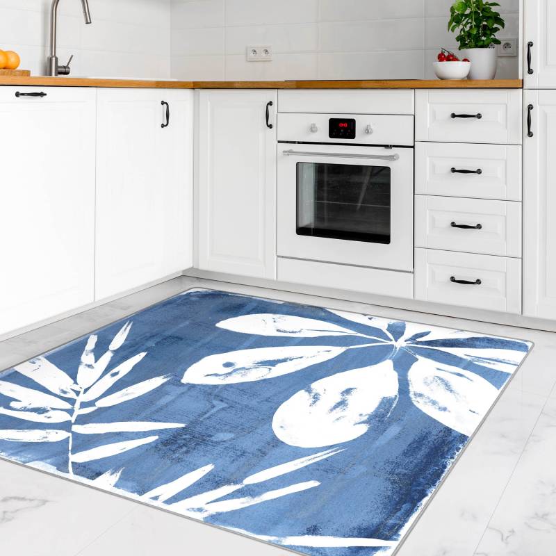 Teppich Tropische Blätter Indigo II