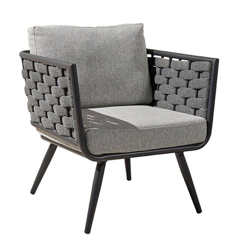 Terrassen-Sessel Outdoor Flechtoptik, grau