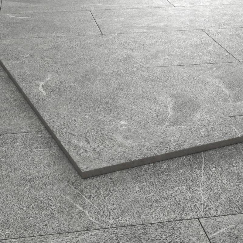 Terrassenplatte Feinsteinzeug Vero 2.0 Steinoptik Grau 50 cm x 100 cm von Eurostone