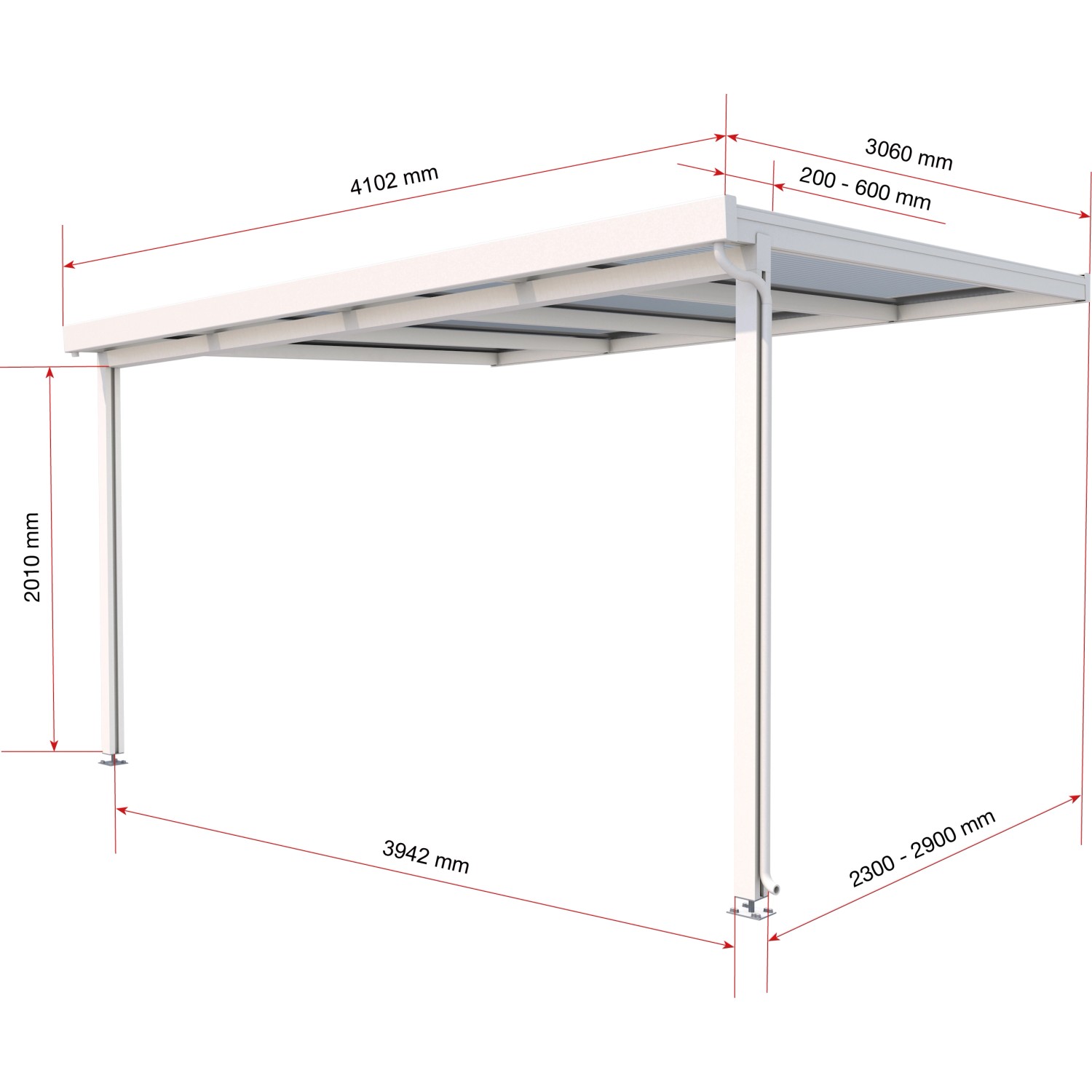 Terrassenüberdachung Premium Bausatz (BxT) 410 cm x 306 cm Weiß von Gutta