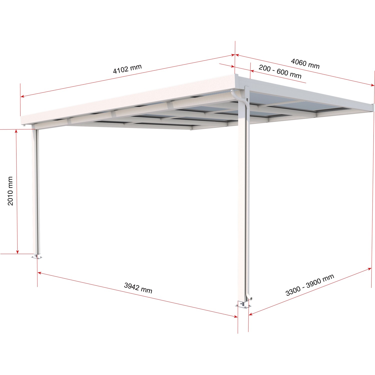 Terrassenüberdachung Premium Bausatz (BxT) 410 cm x 406 cm Weiß von Gutta