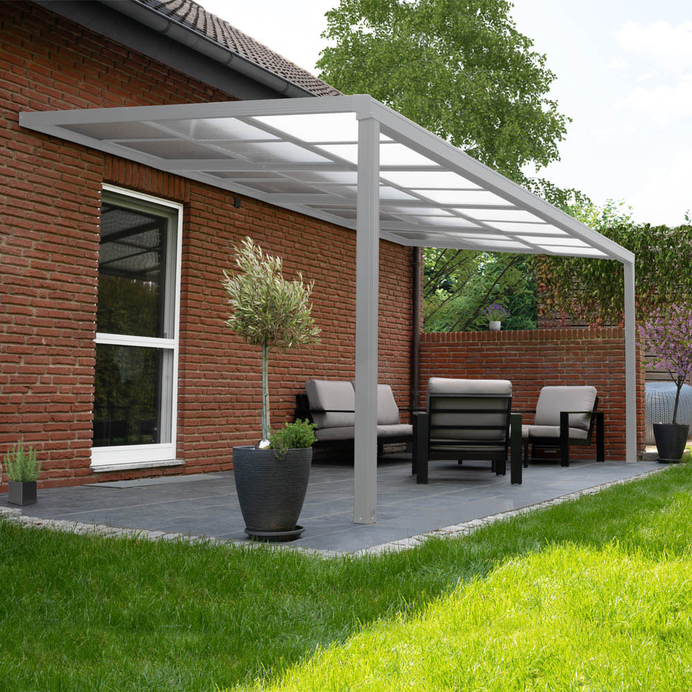 Terrassenüberdachung SOLIS DELUXE - 390 x 295 x 233 / 272 cm Weiß Terrassenüberdachung SOLIS DELUXE - 390 x 295 x 233 / 272 cm Weiß