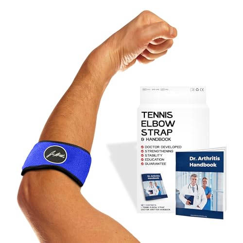 Dr. Arthritis Von Ärzten Entworfen Ellenbogen Bandage/Tennisarm Manschette. Ellenbogenbandage Tennisarm/Golferarm, Verstellbare Tennisarm Bandage für linken und rechten Arm [Einzelstück, Blau] von Dr. Arthritis