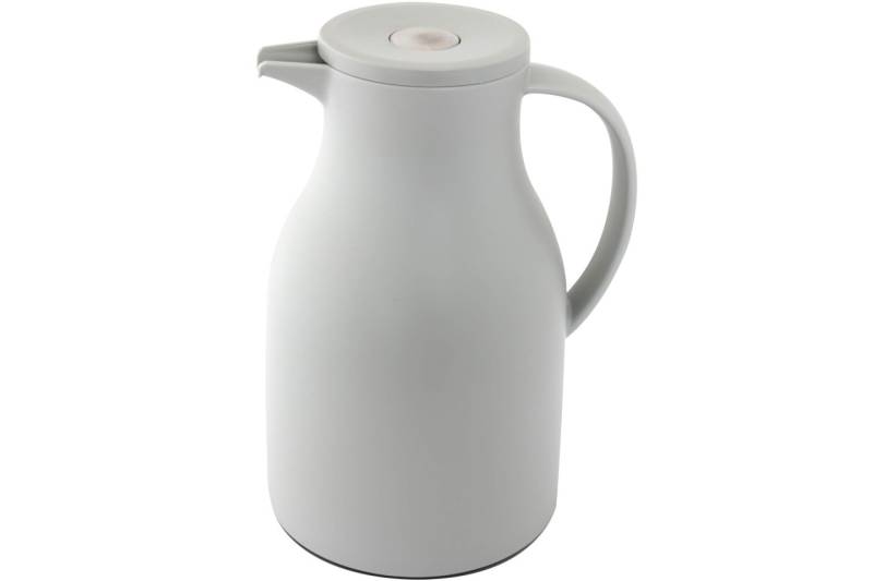 Thermokanne hellgrau 1 Liter mit Edelstahl Druckknopf Isolierkanne