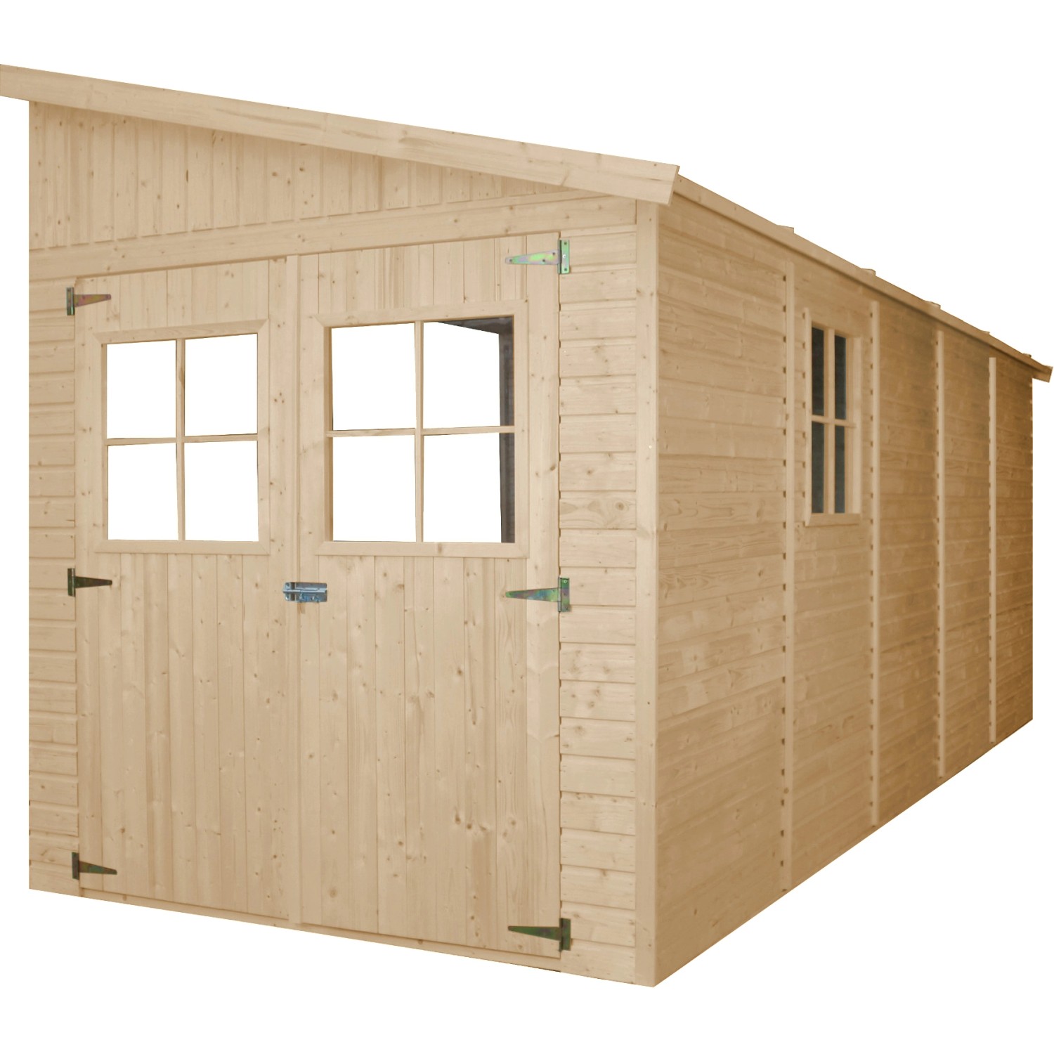 Timbela Anbau-Gartenhaus Holz M341+M341G 10 m² ohne Seitenwand mit Boden von Timbela