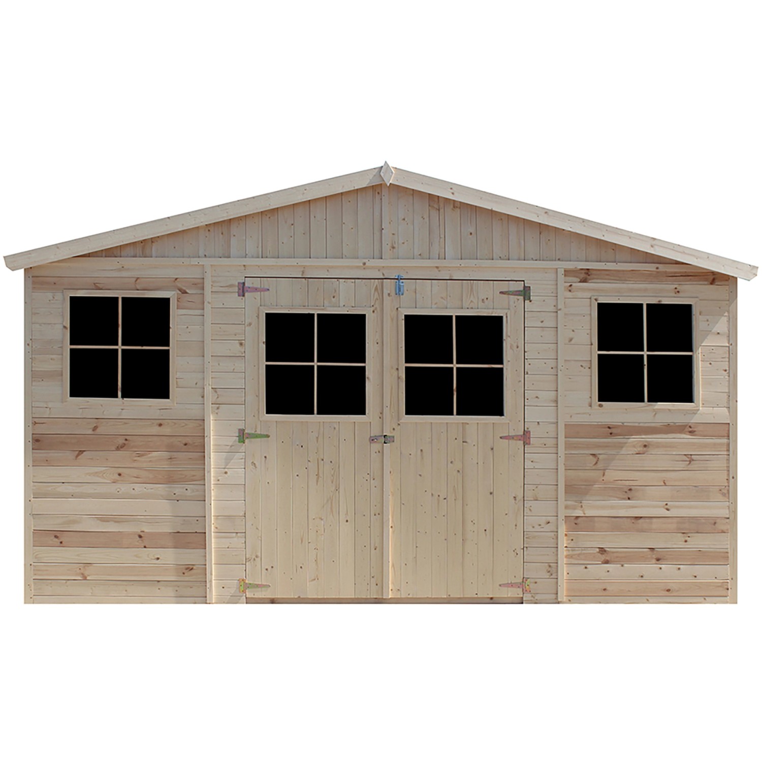 Timbela Gartenhaus Holz Abstellraum M332 7,98 m²  mit Fenstern von Timbela