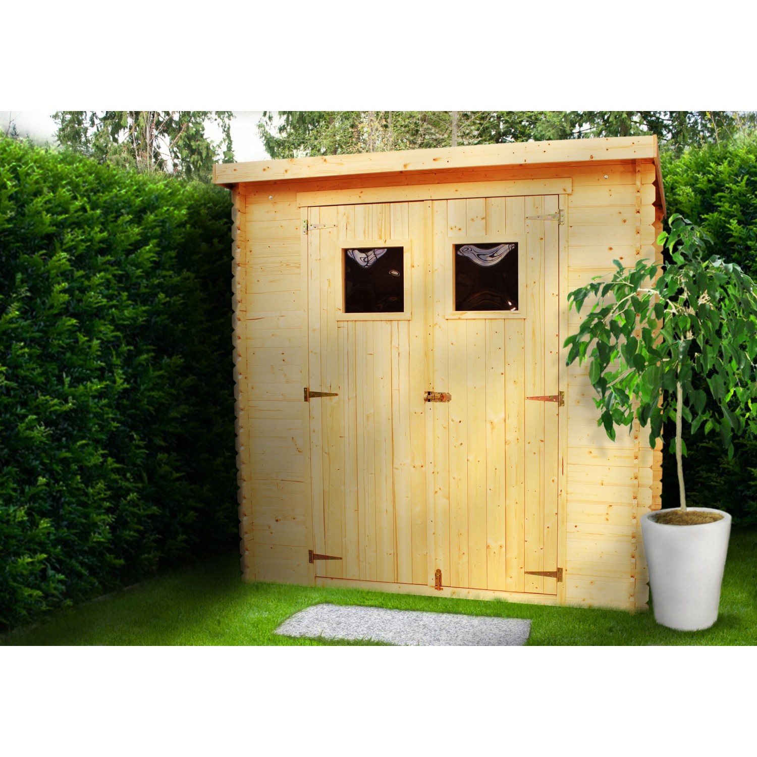 Timbela Gartenhaus Holz M310+M310G 2,63 m² mit Fenstern und Boden von Timbela