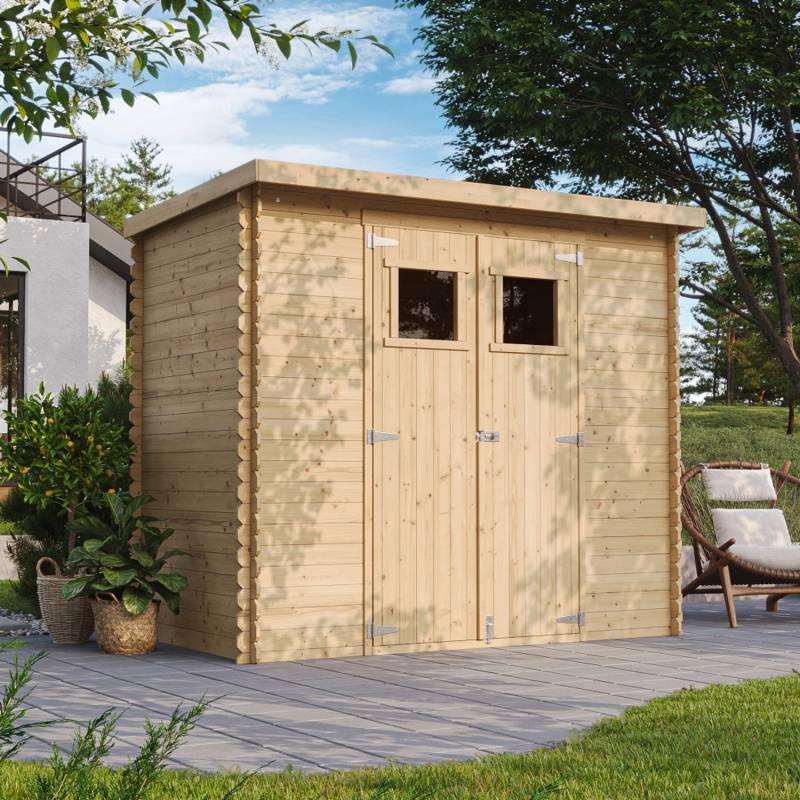 Timbela Gartenhaus Holz M310+M310G 2,63 m² mit Fenstern und Boden von Timbela