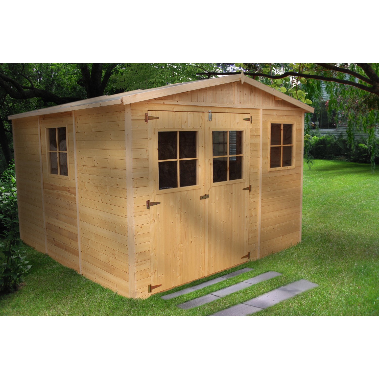 Timbela Gartenhaus Holz M335 9 m² mit Fenstern ohne Boden von Timbela