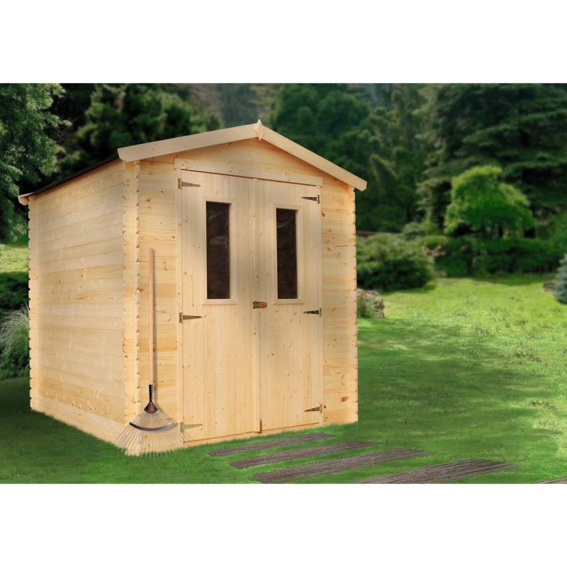 Timbela Holz-Gartenhaus M343C 3,53 m² mit kleinen Fenstern ohne Boden von Timbela