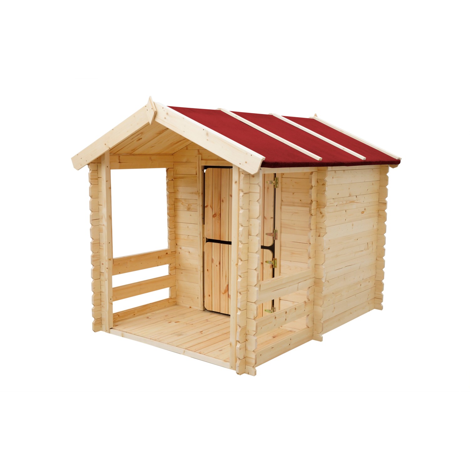 Timbela Kinderspielhaus Holz M501 1,1 m² mit Boden Tür- und Fensterläden von Timbela