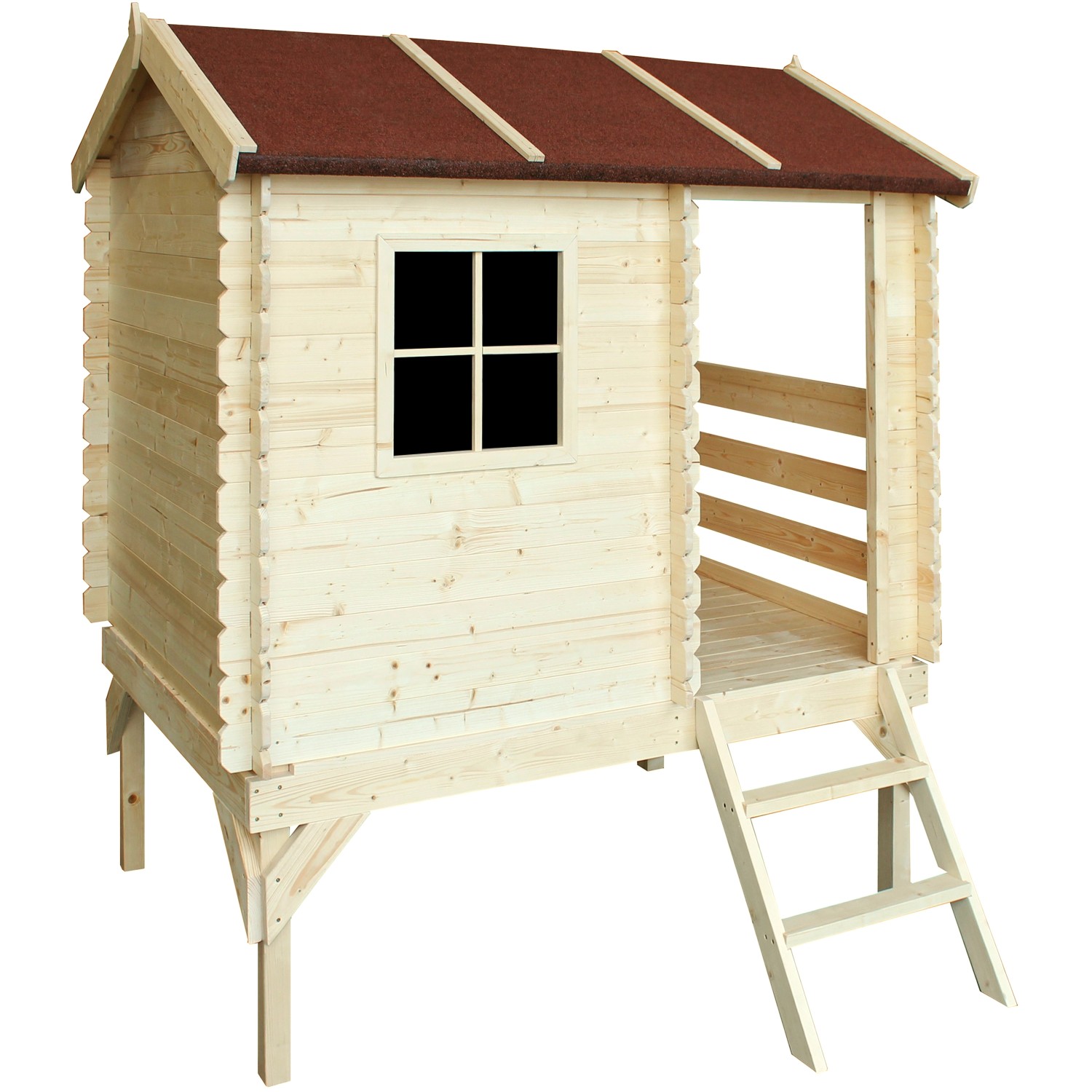 Timbela Kinderspielhaus Holz M501B 1,1 m² auf Stelzen mit Leiter und Holzfenster von Timbela