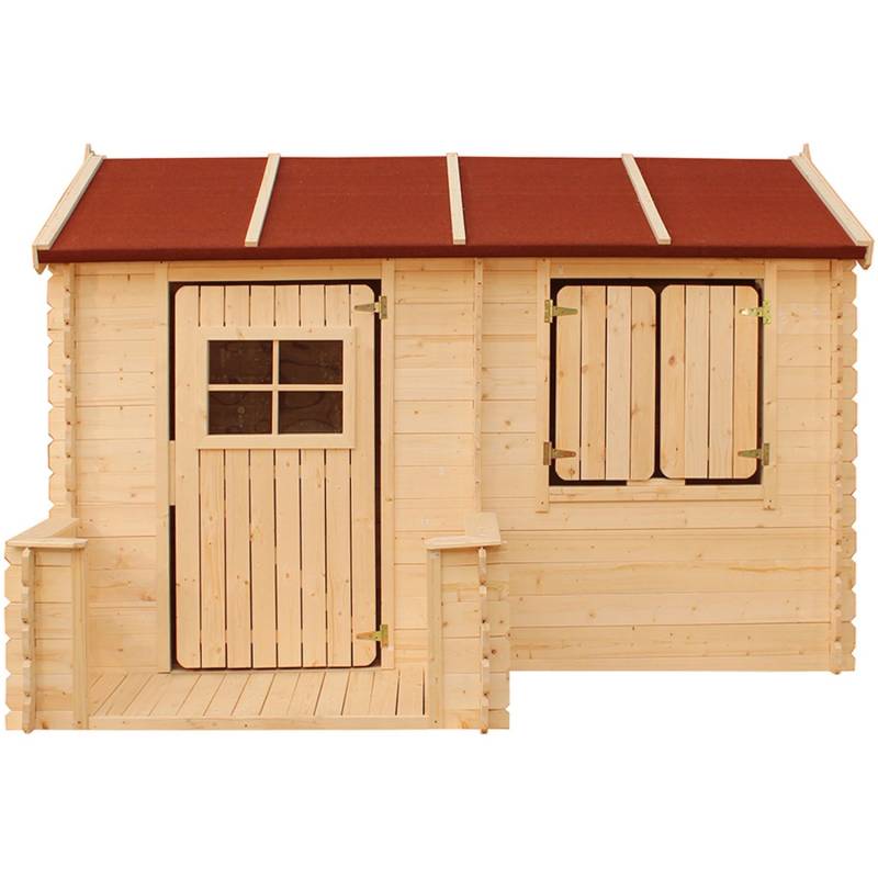 Timbela Kinderspielhaus Holz M503 2,63 m² mit Boden, Fensterläden und Tür von Timbela