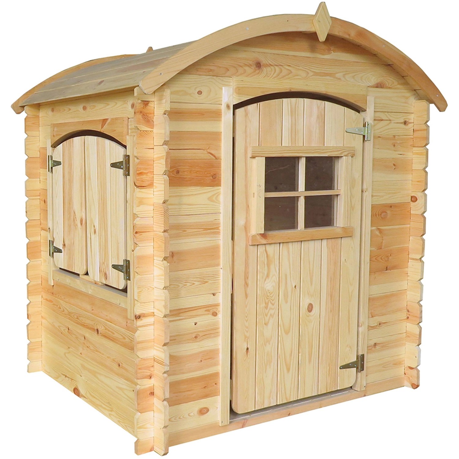 Timbela Kinderspielhaus aus Holz M505 1,1 m² mit Boden und geschwungenes Dach von Timbela