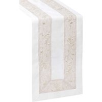 Tischdecke Läufer 60x120 Bestickt Leinenähnlich