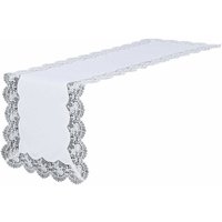 Tischdecke Läufer 85x85 weiß quadratisch Rosse mit Rosenspitze