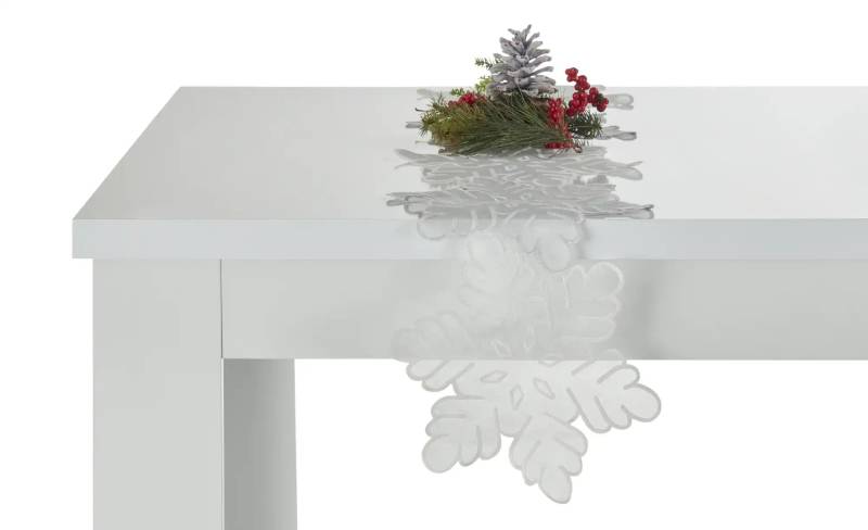 Tischläufer  Schneeflocke ¦ grau ¦ Synthetik ¦ Maße (cm): B: 25 Weihnachten - Höffner