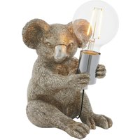 Tischlampe 23 cm Silber antik Koala aus Polyresin Metall E27 von Endon