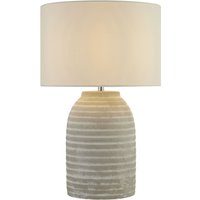 Tischlampe 49 cm Ø 30 cm Grau Weiß rund E14 Stoff von Searchlight