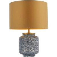 Tischlampe Blau Gold 48,5 cm hoch Stoff Glas Metall E27 von Endon