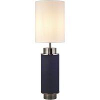 Tischlampe Blau Weiß Nickel 72 cm hoch E27 Stoff Metall von Searchlight