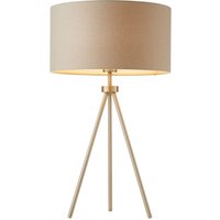 Tischlampe Dreibein Metall Stoff 60 cm Nickel Grau Retro E27 von Endon