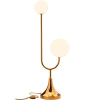 Tischlampe Echt-Messing Glas G9 73 cm hoch in Gold Weiß von Zaklad Wielobranzowy Export-Import-Jupiter