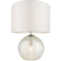 Tischlampe Glas Kristall Stoff beleuchteter Sockel Weiß von Endon