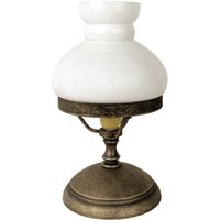 Tischlampe Glas Messing 23,5 cm in Bronze Antik Weiß E14 von Ghidini Giovanni Battista