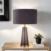 Tischlampe Glas Metall E27 60 cm Ø 38 cm Grau Gold von Searchlight