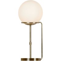 Tischlampe Glas Metall in Messing Antik Weiß E27 50 cm von Searchlight
