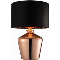 Tischlampe Glas Stoff 47 cm hoch in Kupfer Schwarz E27 von Endon