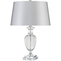 Tischlampe Glas Stoff in Silber 63cm hoch VHASI von ELSTEAD