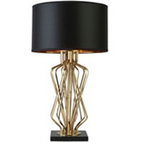 Tischlampe Gold Schwarz 72 cm hoch E27 Metall Satin von Searchlight