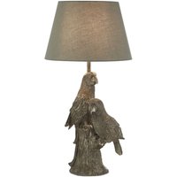Tischlampe Grau Silber H: 51 cm Resin Stoff Papageien E27 Tischlampe Grau Silber H: 51 cm Resin Stoff Papageien E27 von Searchlight