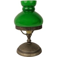 Tischlampe Grün Bronze Antik H: 23,5 cm klein Glas Messing E14 von Ghidini Giovanni Battista
