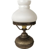 Tischlampe Jugendstil Messing Glas in Bronze Antik Weiß 24,5cm Tischlampe Jugendstil Messing Glas in Bronze Antik Weiß 24,5cm von Ghidini Giovanni Battista