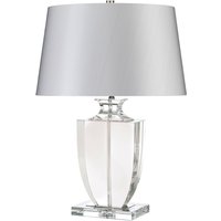 Tischlampe KANDILA Silber Stoff Glas H:63cm Lampe von ELSTEAD