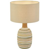 Tischlampe Keramik Leinen H: 40,5 cm Creme E14 MARY von Searchlight