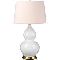 Tischlampe Keramik Stoff 64 cm E27 Retro Rosa Weiß von ELSTEAD