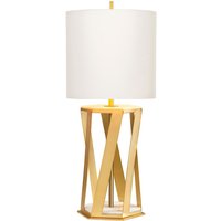 Tischlampe Messing gebürstet Weiß E27 87 cm hoch Metall Stoff von ELSTEAD