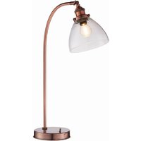 Tischlampe Metall Glas E14 verstellbar 53,3 cm in Kupfer antik von Endon