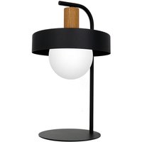 Tischlampe Metall Glas Holz 55 cm hoch Schwarz Weiß E27 Tischlampe Metall Glas Holz 55 cm hoch Schwarz Weiß E27 von Luminex