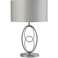 Tischlampe Metall Stoff 53 cm in Chrom Silber E27 Tischlampe Metall Stoff 53 cm in Chrom Silber E27 von Searchlight