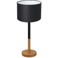 Tischlampe Natur Schwarz Weiß Stoff Holz E27 blendarm von Luminex