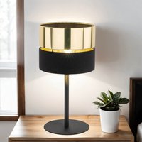 Tischlampe Schwarz Gold 38,5 cm Ø 20 cm H: Stoff Metall E27 von TK Lighting