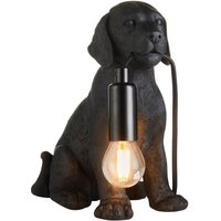 Tischlampe Schwarz H: 23,5 cm Hund aus Polyresin Metall E27 von Endon