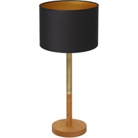 Tischlampe Schwarz Messing Gold Stoff Holz 56 cm E27 von Luminex