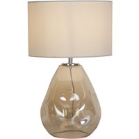 Tischlampe Stoff Glas blendarm 44,5 cm Champagner Weiß von 121004
